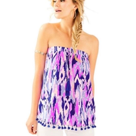 Lilly Pulitzer Strapless Palma Tube Top size Small Amethyst - Picture 1 of 7